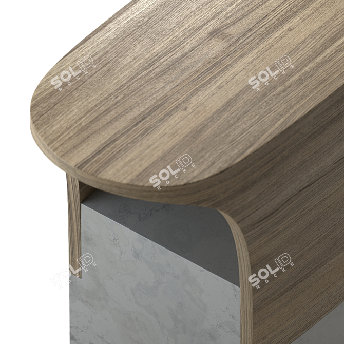 Elegant Spruce & Marble Side Table 3D model image 7