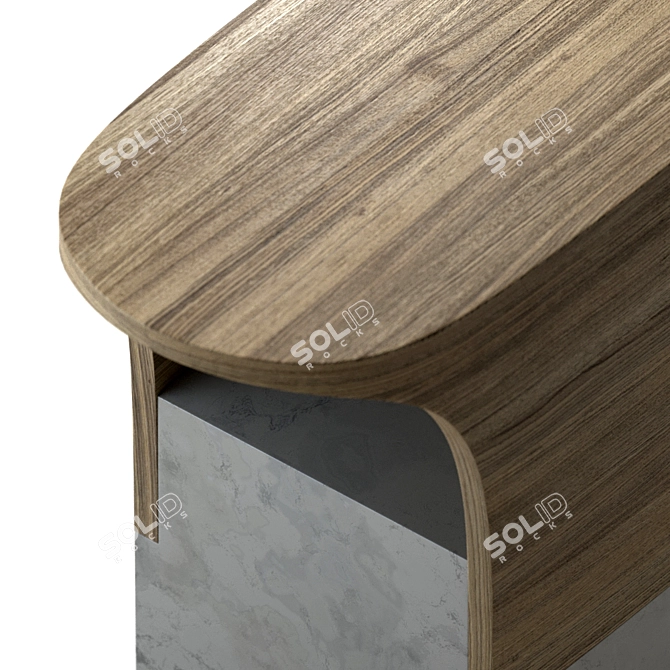 Elegant Spruce & Marble Side Table 3D model image 8