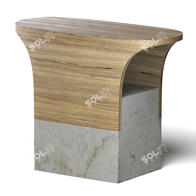 Elegant Spruce & Marble Side Table 3D model image 10