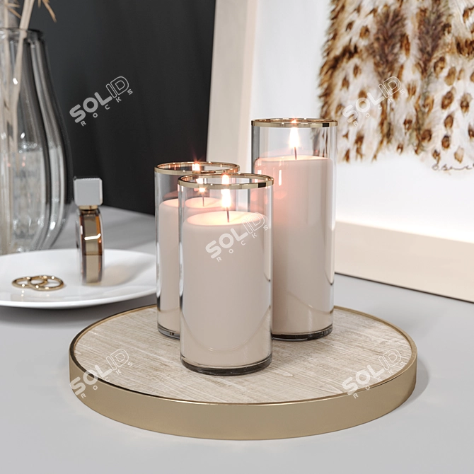 Geometric Fire Decor Set 3D model image 2