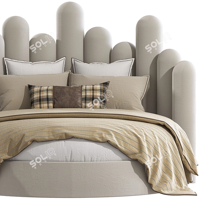 Modern Round Bed, Spacious & Comfortable 3D model image 3