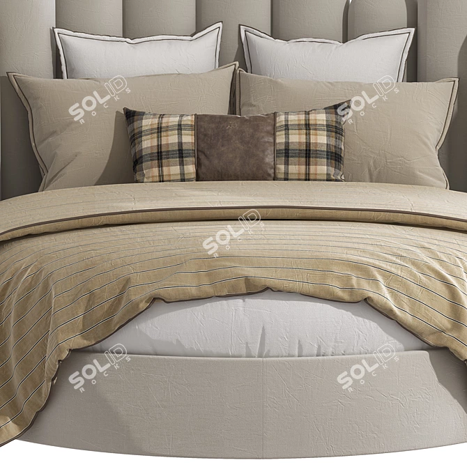 Modern Round Bed, Spacious & Comfortable 3D model image 4