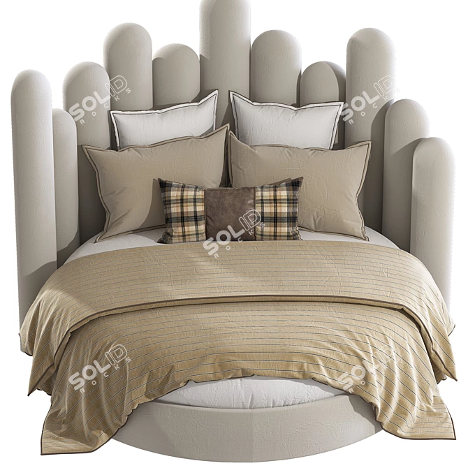 Modern Round Bed, Spacious & Comfortable 3D model image 5