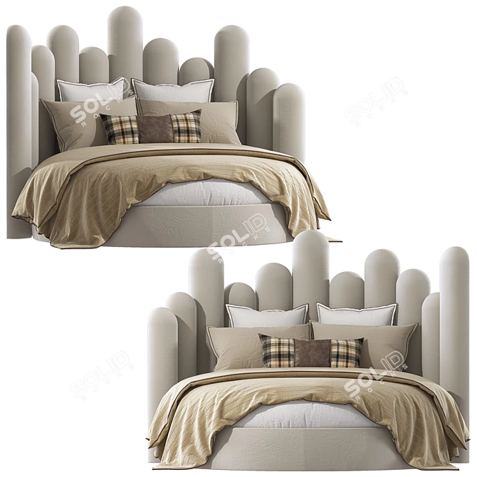 Modern Round Bed, Spacious & Comfortable 3D model image 8