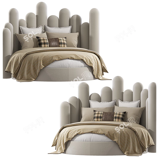 Modern Round Bed, Spacious & Comfortable 3D model image 9