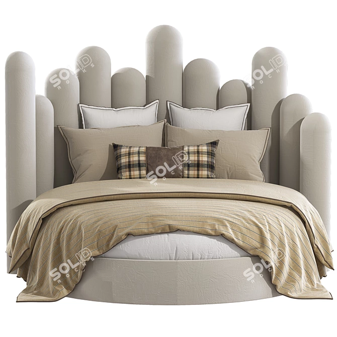 Modern Round Bed, Spacious & Comfortable 3D model image 11