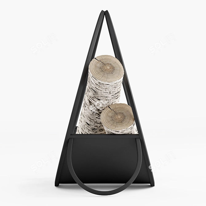 Art Deco Steel Firewood Holder 3D model image 3