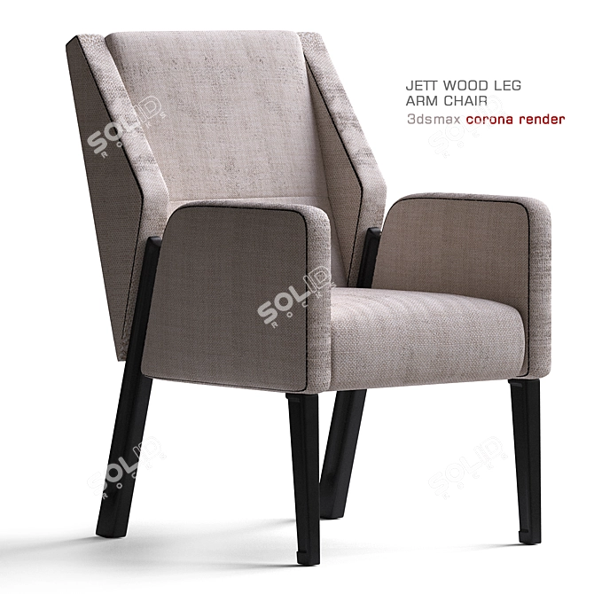 Sleek Wood Armchair: Jett 3D model image 1