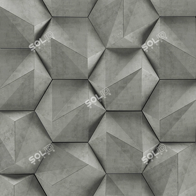 Modern Geometric Concrete Tiles 3D model image 5