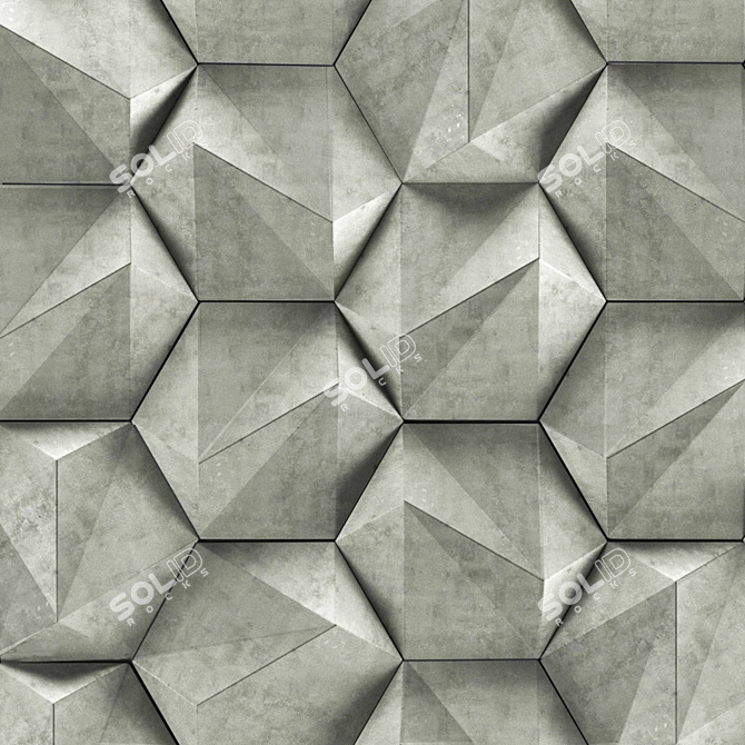 Modern Geometric Concrete Tiles 3D model image 6