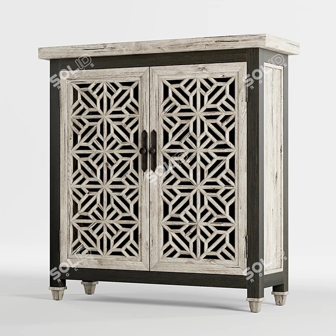 Aged White Mahogany 2-Door Cabinet 3D model image 1