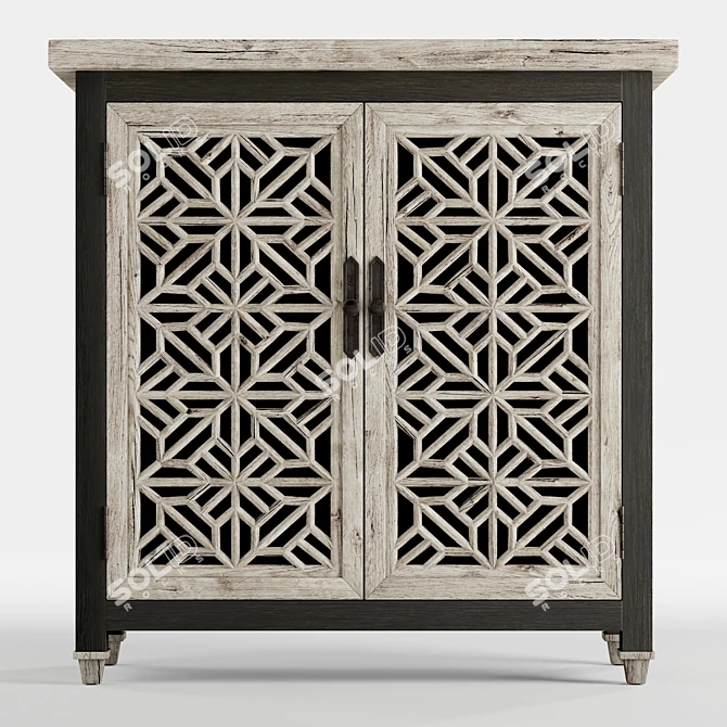 Aged White Mahogany 2-Door Cabinet 3D model image 3