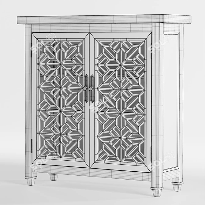 Aged White Mahogany 2-Door Cabinet 3D model image 6