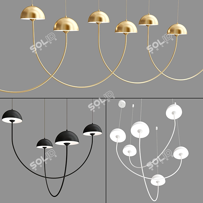 Elegant Champignon Pendant Light 3D model image 1