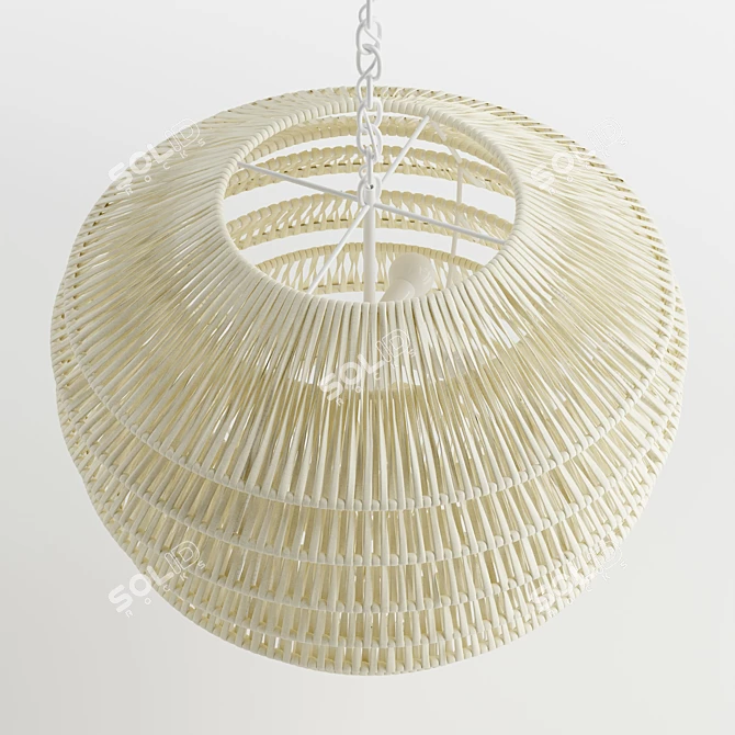 Rattan Tiered Pendant Light 3D model image 2