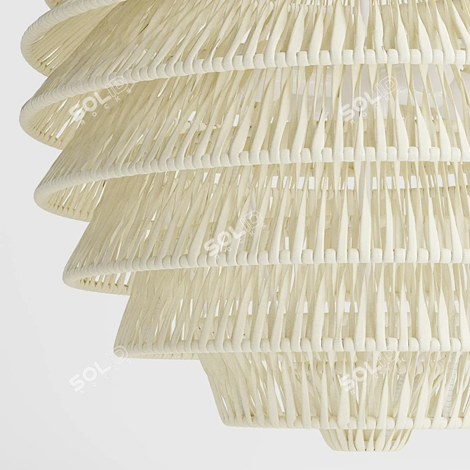 Rattan Tiered Pendant Light 3D model image 3