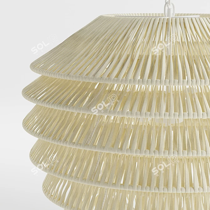 Rattan Tiered Pendant Light 3D model image 5