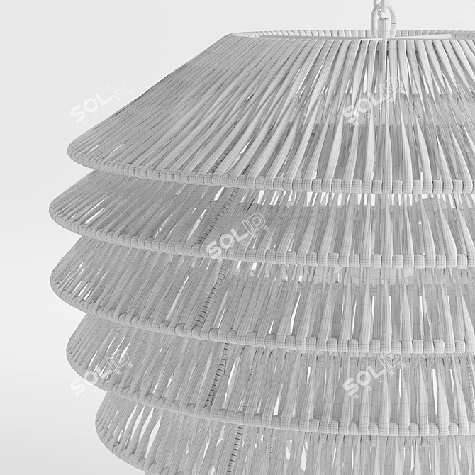 Rattan Tiered Pendant Light 3D model image 6