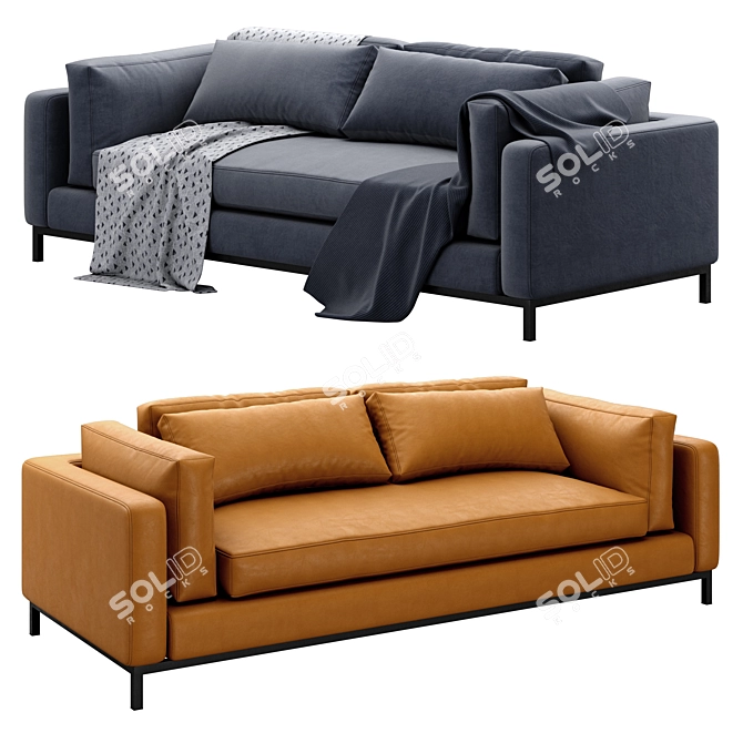 Modern Four Hands Sofa: Bennett Moon 3D model image 2