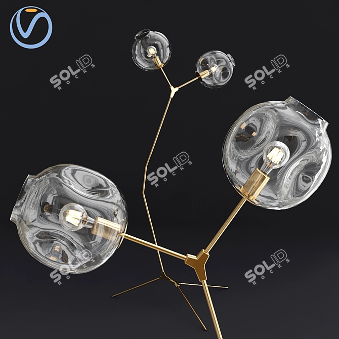 Golden Branching Bubble Floor Lamp 3D model image 2