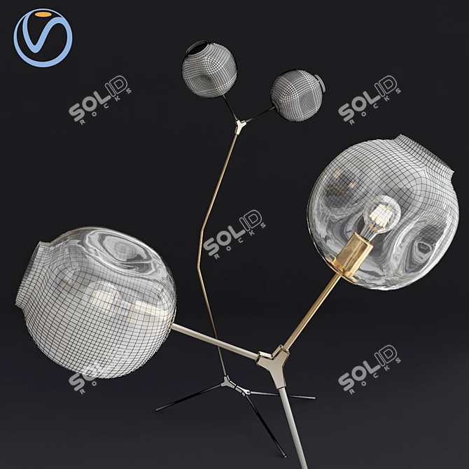 Golden Branching Bubble Floor Lamp 3D model image 3