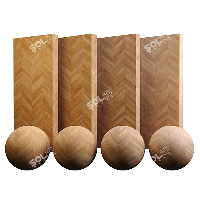 Teak Chevron Wood Tile 3D model image 1