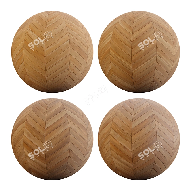 Teak Chevron Wood Tile 3D model image 2