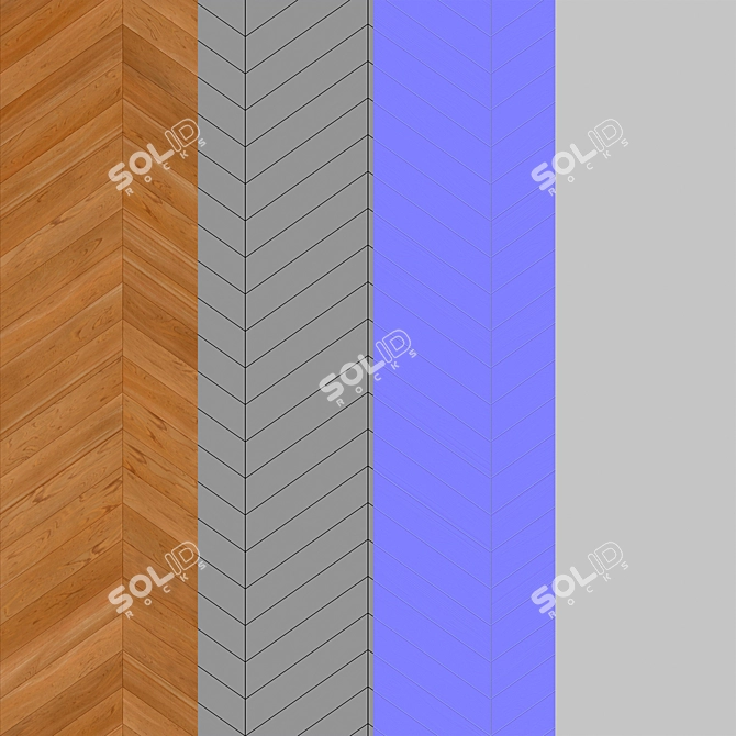 Teak Chevron Wood Tile 3D model image 3