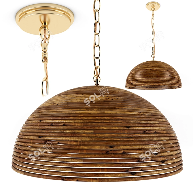 Lilou Rattan Pendant - Handcrafted Elegance for Your Space 3D model image 1