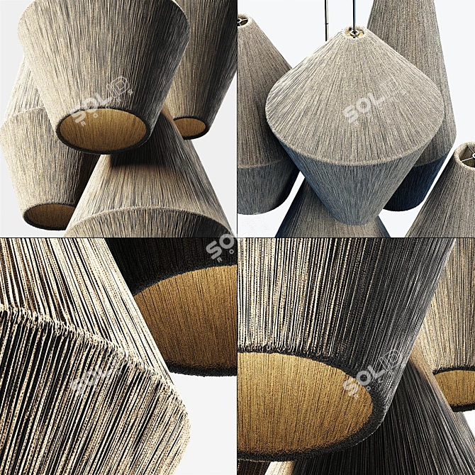 Rattan Cone Lamp: Wood & Wicker 3D model image 2