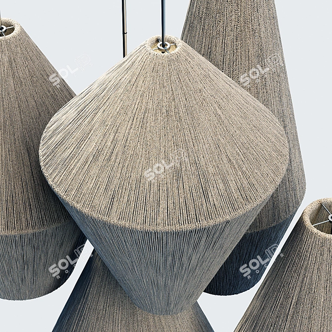 Rattan Cone Lamp: Wood & Wicker 3D model image 3