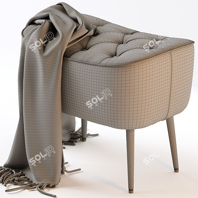 Elegant Tufted Leather Ottoman 3D model image 7