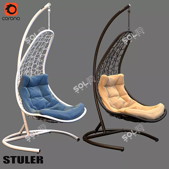 Eco-Rattan Petal Hanging Chair 3D model image 1