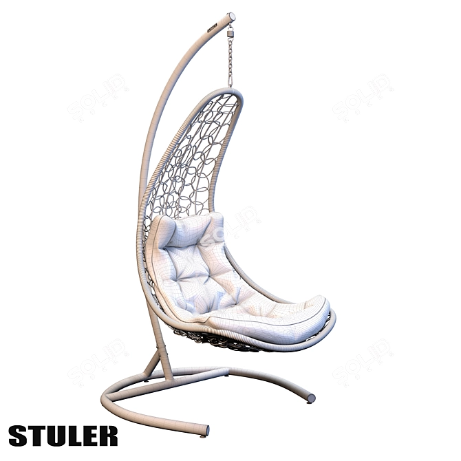 Eco-Rattan Petal Hanging Chair 3D model image 3
