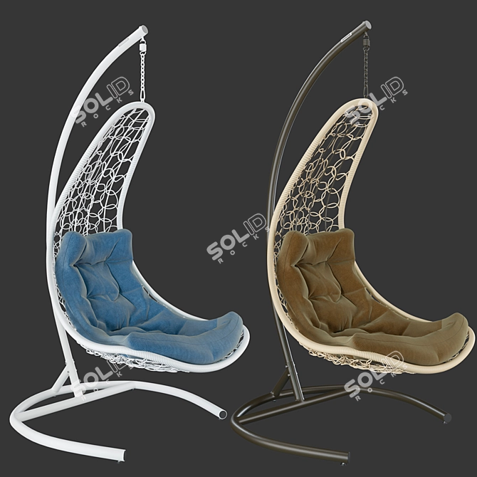 Eco-Rattan Petal Hanging Chair 3D model image 8