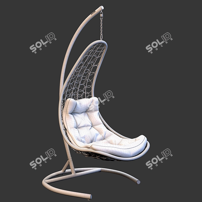 Eco-Rattan Petal Hanging Chair 3D model image 9