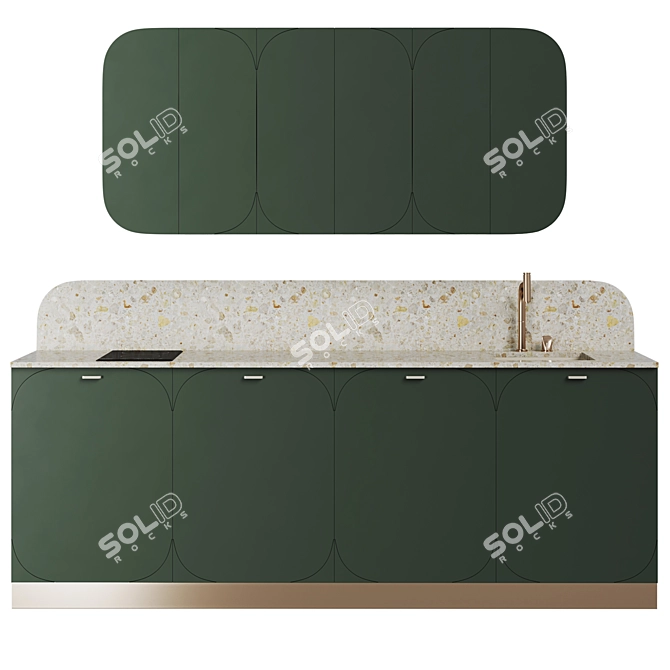 Sleek Mill Fronts Modern Kitchen 3D model image 1