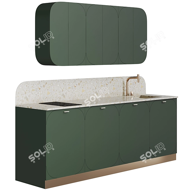 Sleek Mill Fronts Modern Kitchen 3D model image 2