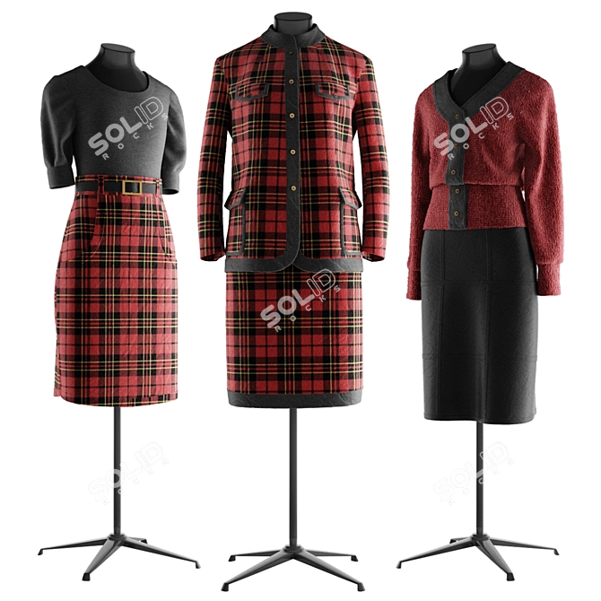 Fashion Essentials: Dress, Jacket, Shirt, Boots 3D model image 1