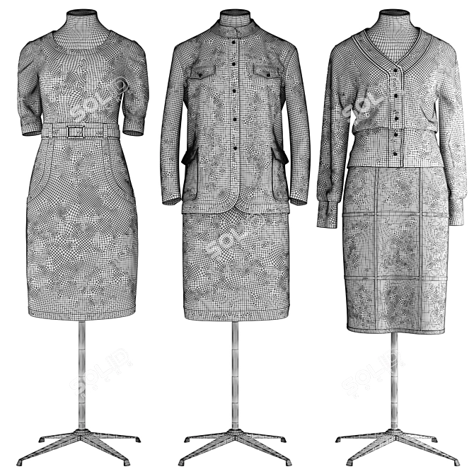Fashion Essentials: Dress, Jacket, Shirt, Boots 3D model image 2