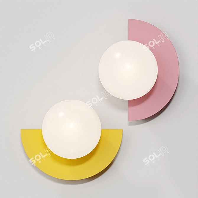 Colorful White Orb Wall Lamp 3D model image 1