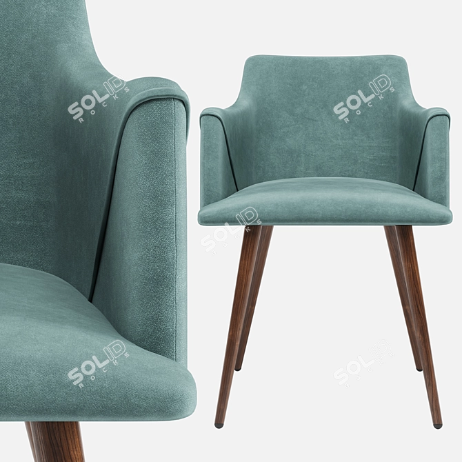 Monarch Velvet Metal Chair: Stylish & Comfortable 3D model image 5