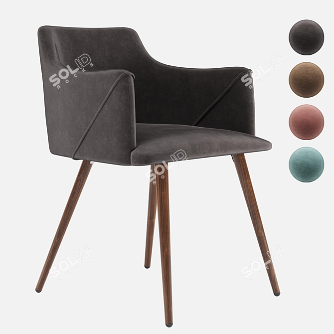 Monarch Velvet Metal Chair: Stylish & Comfortable 3D model image 9