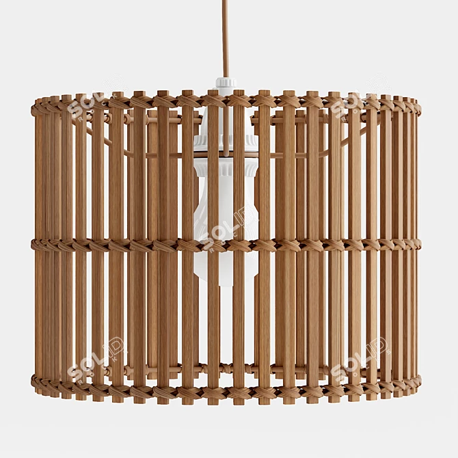 Boho Rattan Drum Lamp Shade 3D model image 1