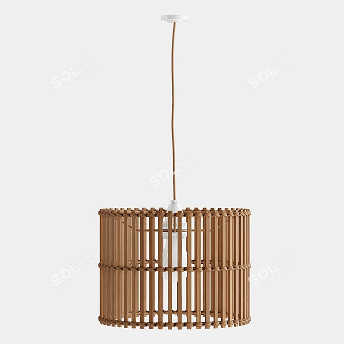 Boho Rattan Drum Lamp Shade 3D model image 4