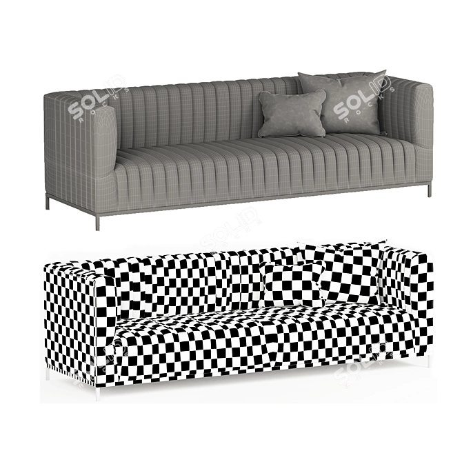Luxurious Velvet Sofa - Vintage-Inspired Design 3D model image 5