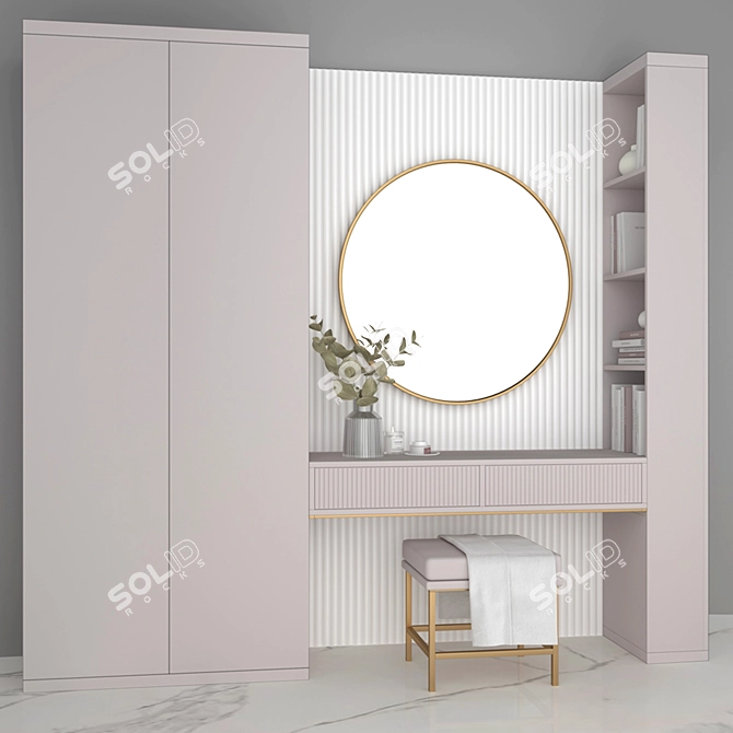 Elegant Vanity Set with Mirror 3D model image 2