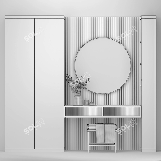 Elegant Vanity Set with Mirror 3D model image 4