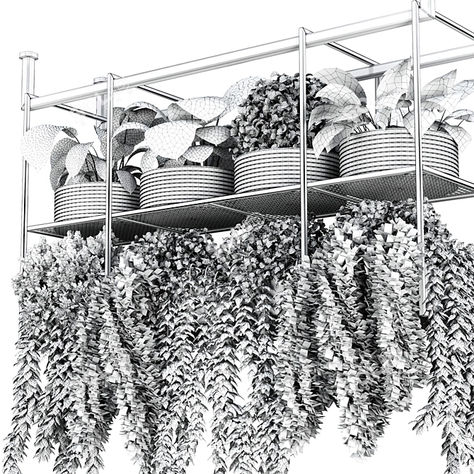 Hanging Metal Bax Vase - Indoor Plant Collection 3D model image 4