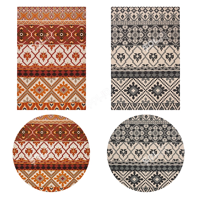 Versatile Set of 8 Rugs 3D model image 1